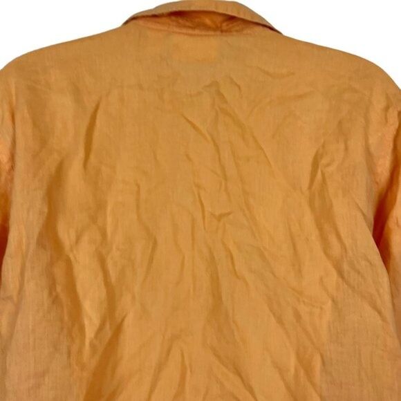 Chicos No Iron Womens 100% Linen Orange Button Down Tie Front Shirt Top 2 / L - Picture 14 of 16